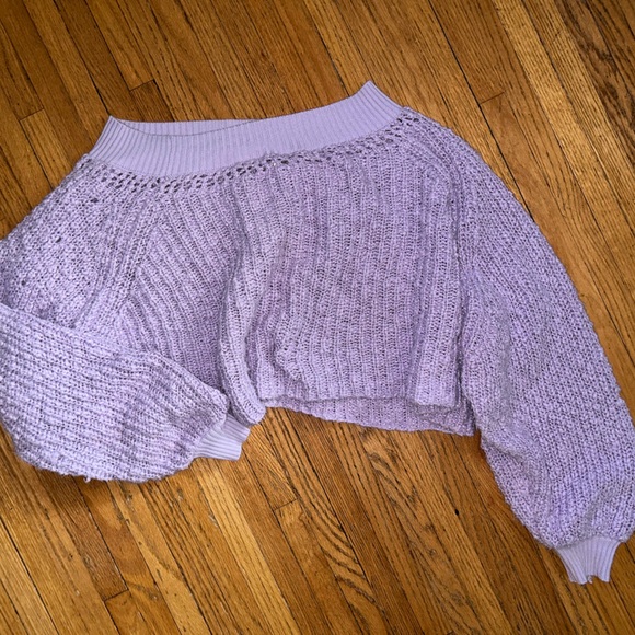 Free People Sweaters - Free people cropped purple wide, neck sweater